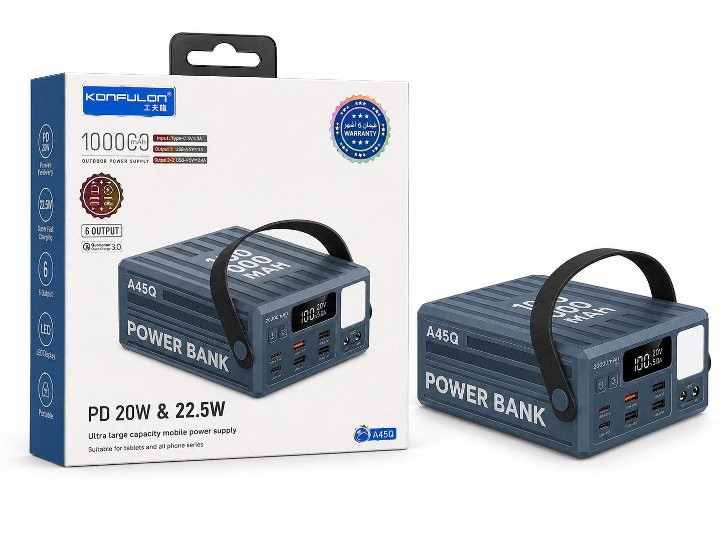 Konfulon Outdoor Power Bank 100000mAh A45Q